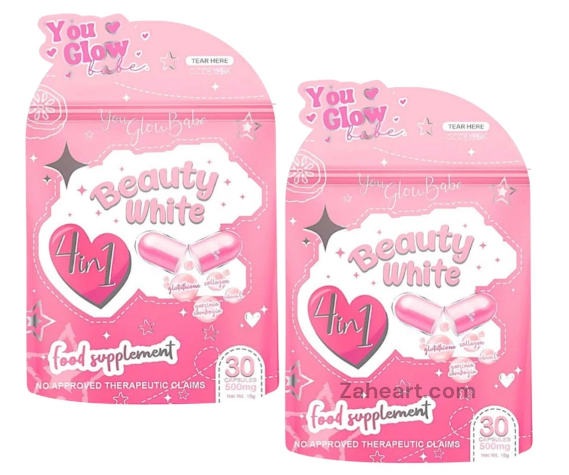 2 Packs You Glow Babe BEAUTY WHITE 4 in 1 Glutathione Capsules