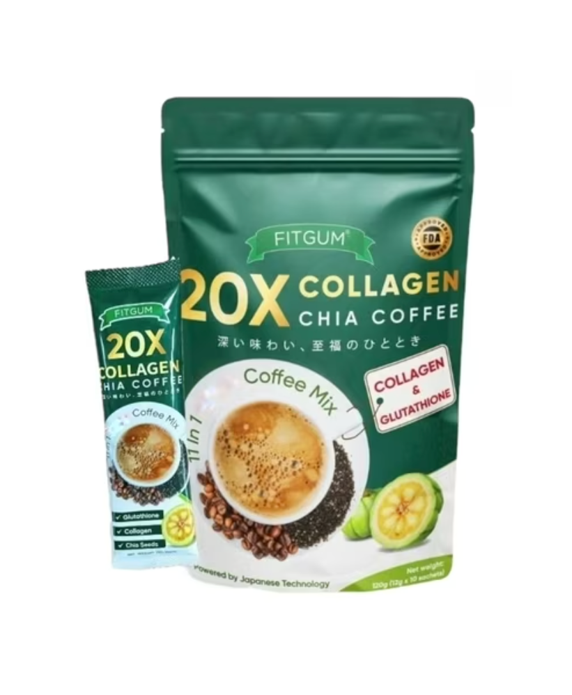 Fit Gum Collagen Chia Coffee - 11 in 1 Coffee Mix (3 Packs)