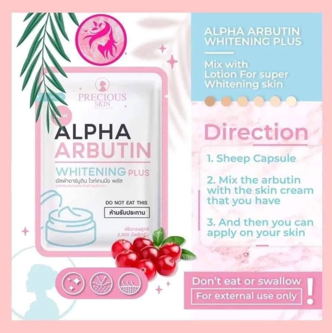 Alpha Arbutin Whitening 3 Plus Capsules - 2.5g × 20 Caps (2 Packs)