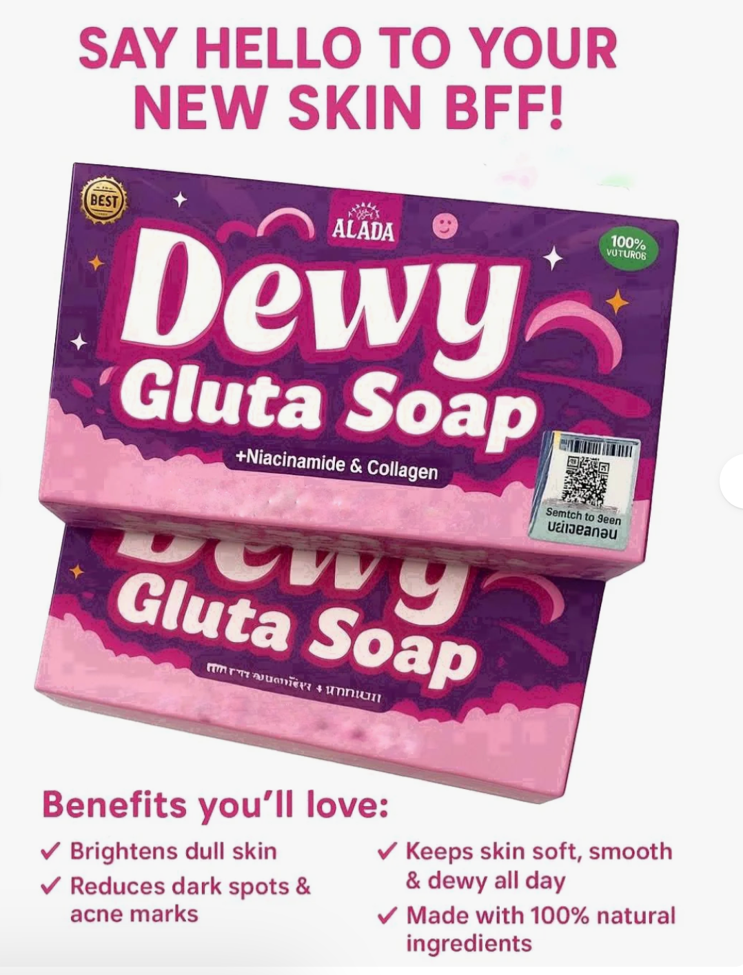 ALADA NATURAL Dewy Gluta Soap 70g with Niacinamide & Collagen
