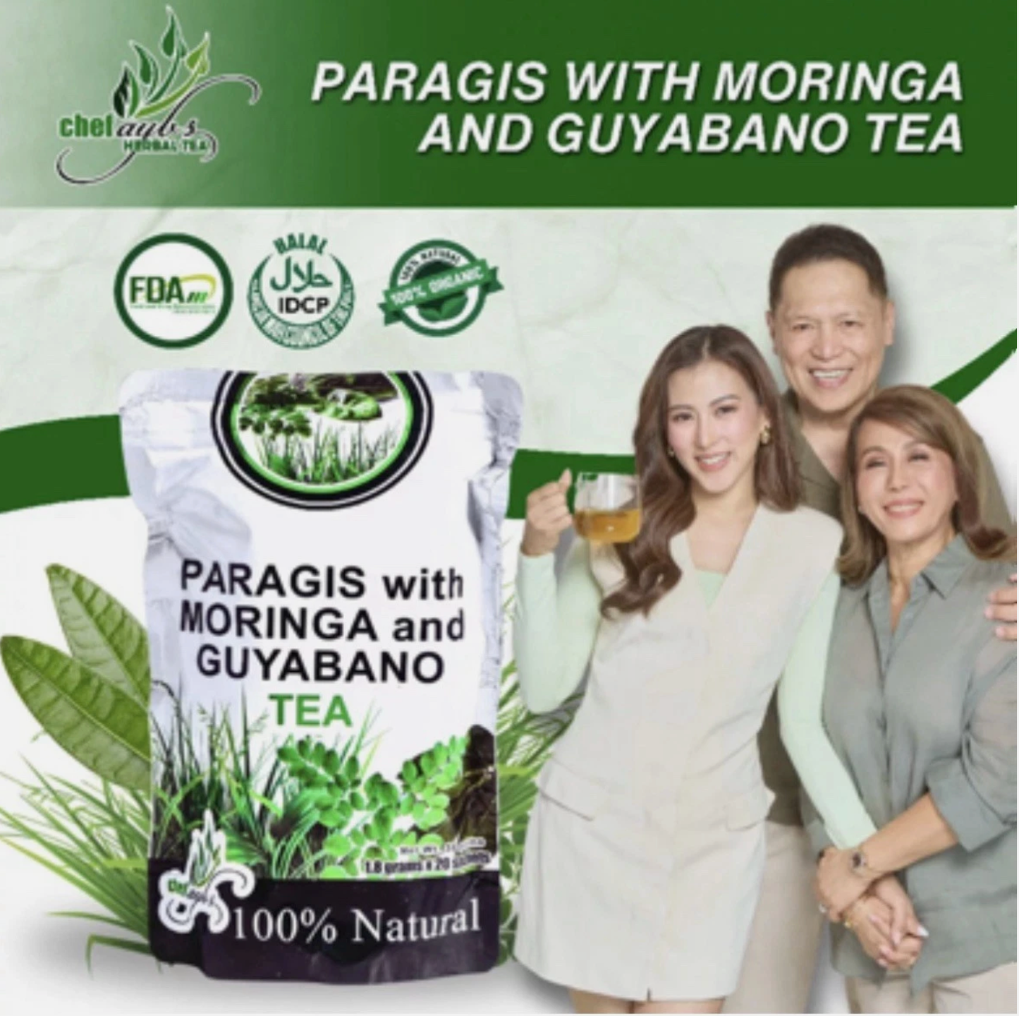 Chef Aybs Paragis with Moringa and Guyabano Tea - 20 Sachets (1.8g Each) - Nourishing Herbal Blend for Wellness Support