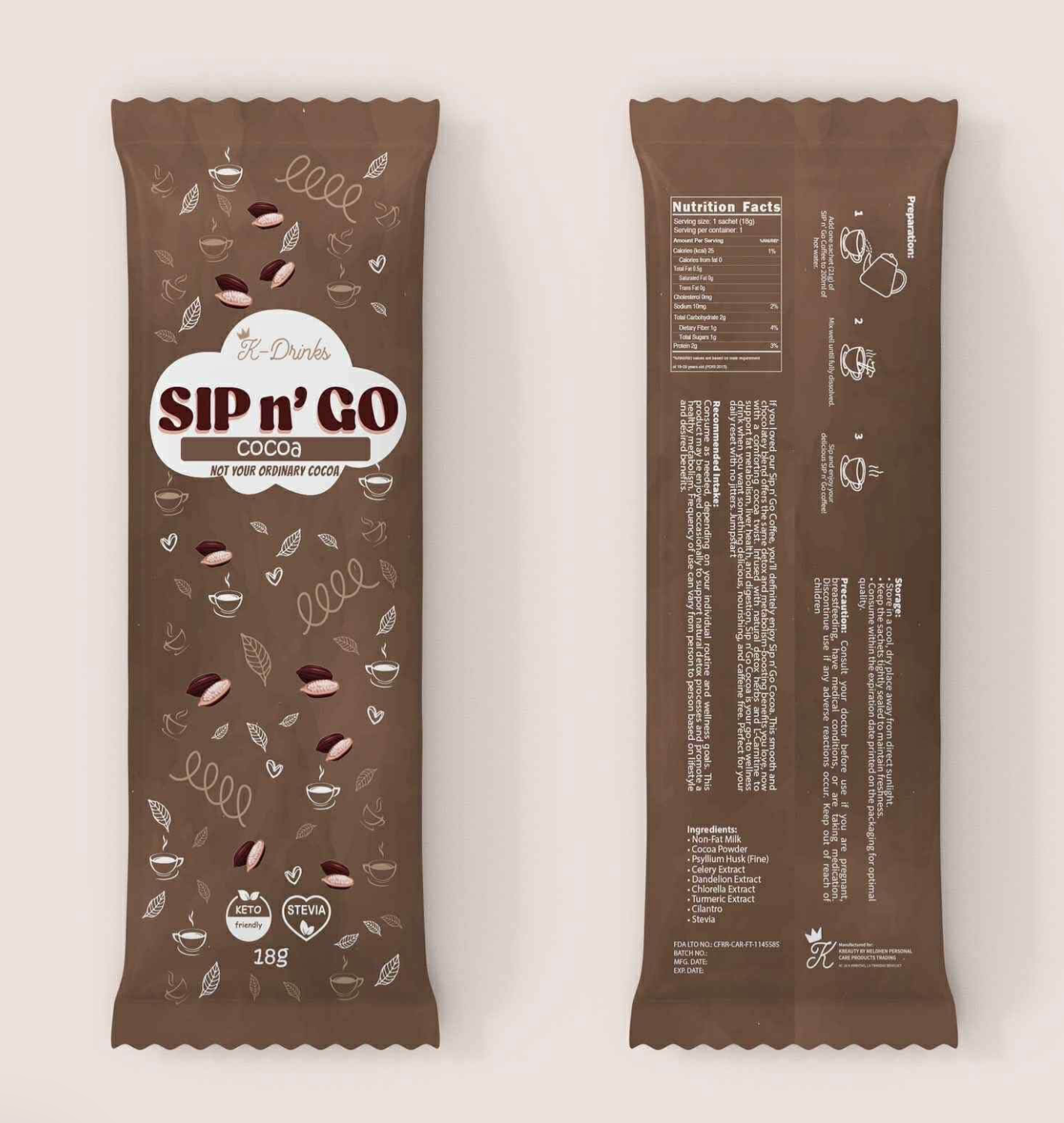 K-Drinks - Sip N' Go “ COCOA” 210g 10 x 21g