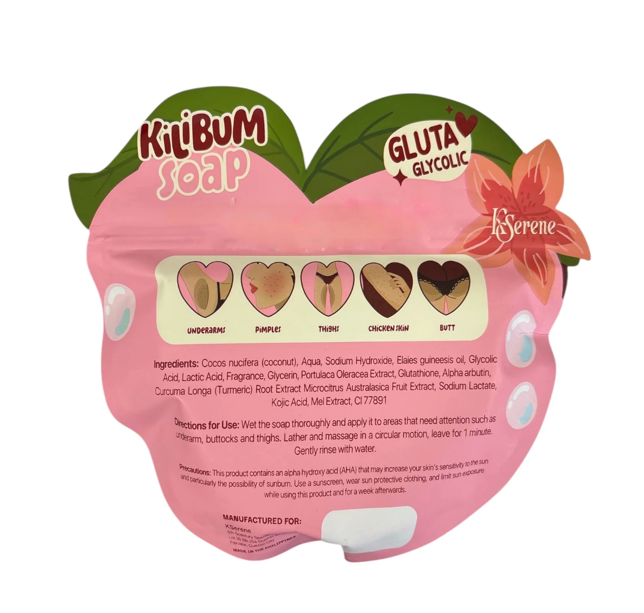 KSerene KiLiBUM Gluta Glycolic Soap 70g x 3 Bars – Gentle Exfoliating Bar with Glycolic, Kojic & Lactic Acid