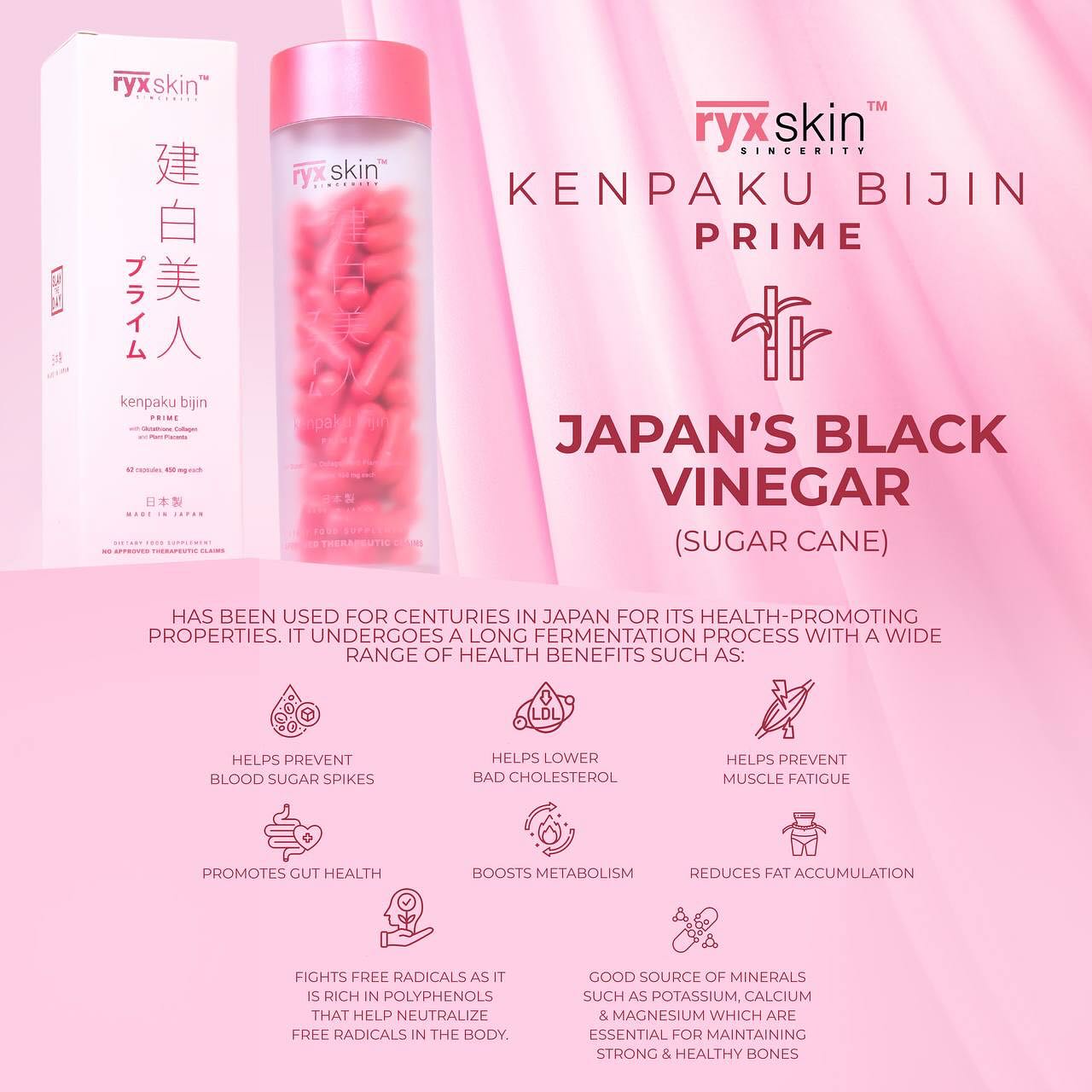 Kenpaku Bijin Prime Glutathione with collagen and placenta -62 capsules