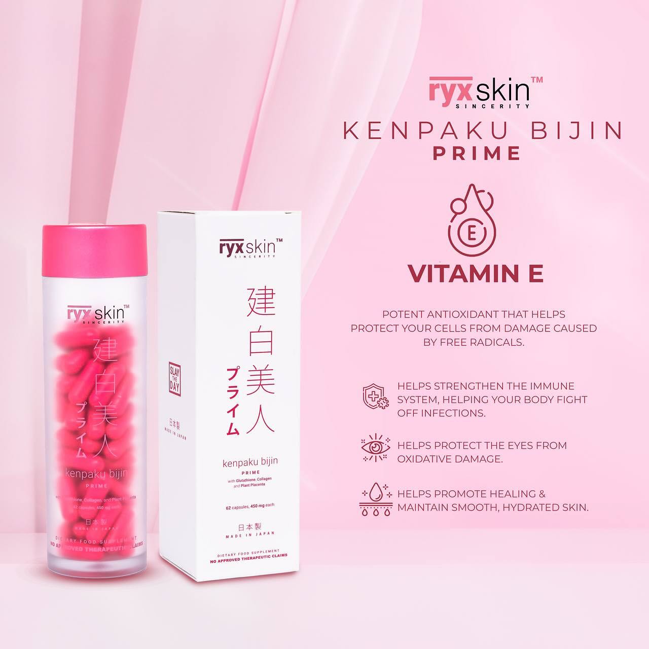 Kenpaku Bijin Prime Glutathione with collagen and placenta -62 capsules