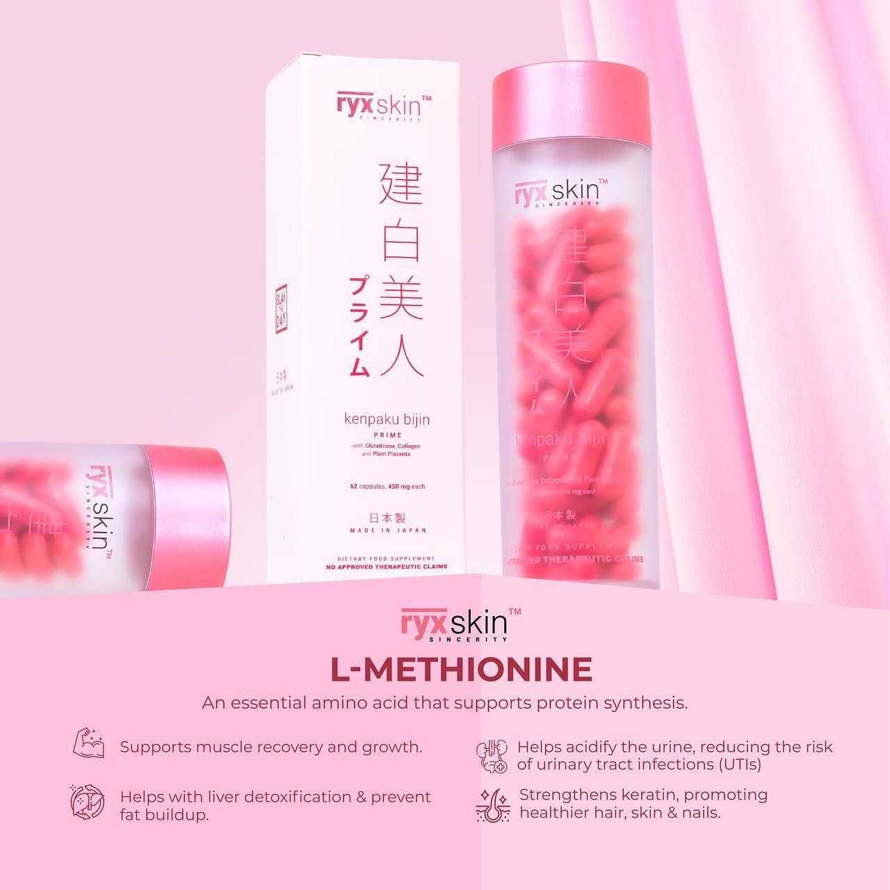 Kenpaku Bijin Prime Glutathione with collagen and placenta -62 capsules