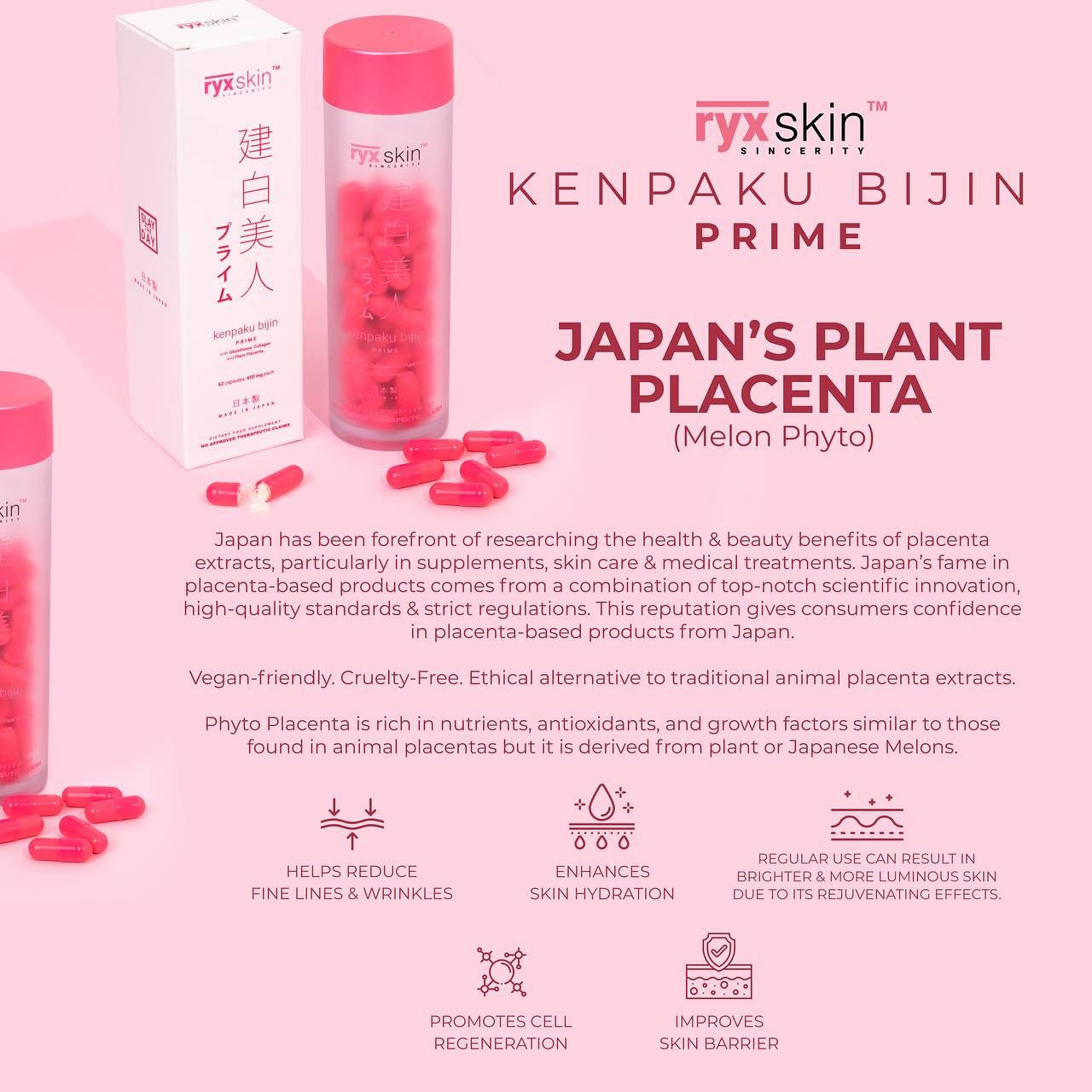 Kenpaku Bijin Prime Glutathione with collagen and placenta -62 capsules