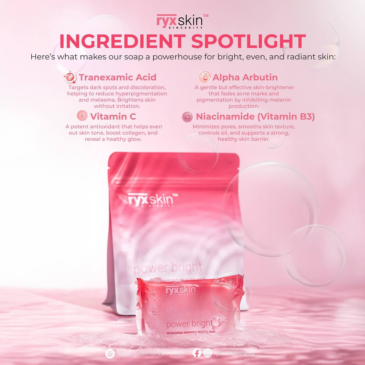 Ryxskin Power Bright Bleaching Whipped Beauty Bar - POUCH 5 bars