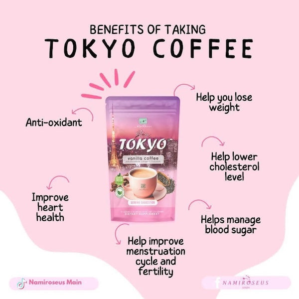 2 Boxes Namiroseus TOKYO Vanilla Coffee with Glutathione, Collagen, Chia Seeds