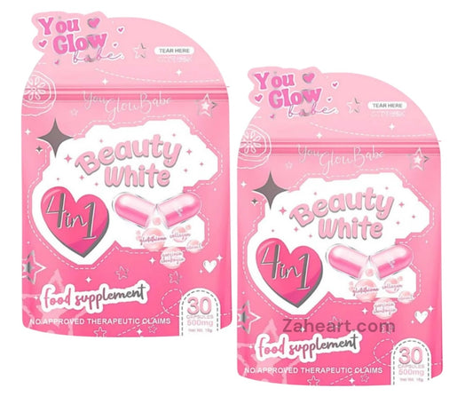 2 Packs You Glow Babe BEAUTY WHITE 4 in 1 Glutathione Capsules