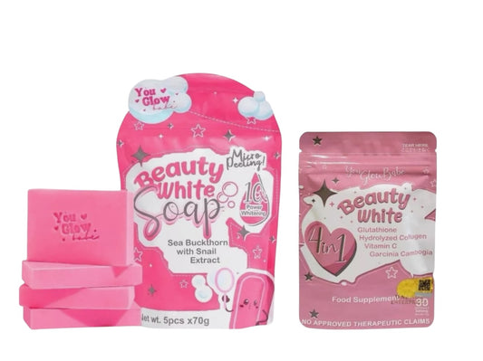 You Glow Babe Beauty White Soap - 5 Bars + Glutathione Capsules, Japan Formula 30 count