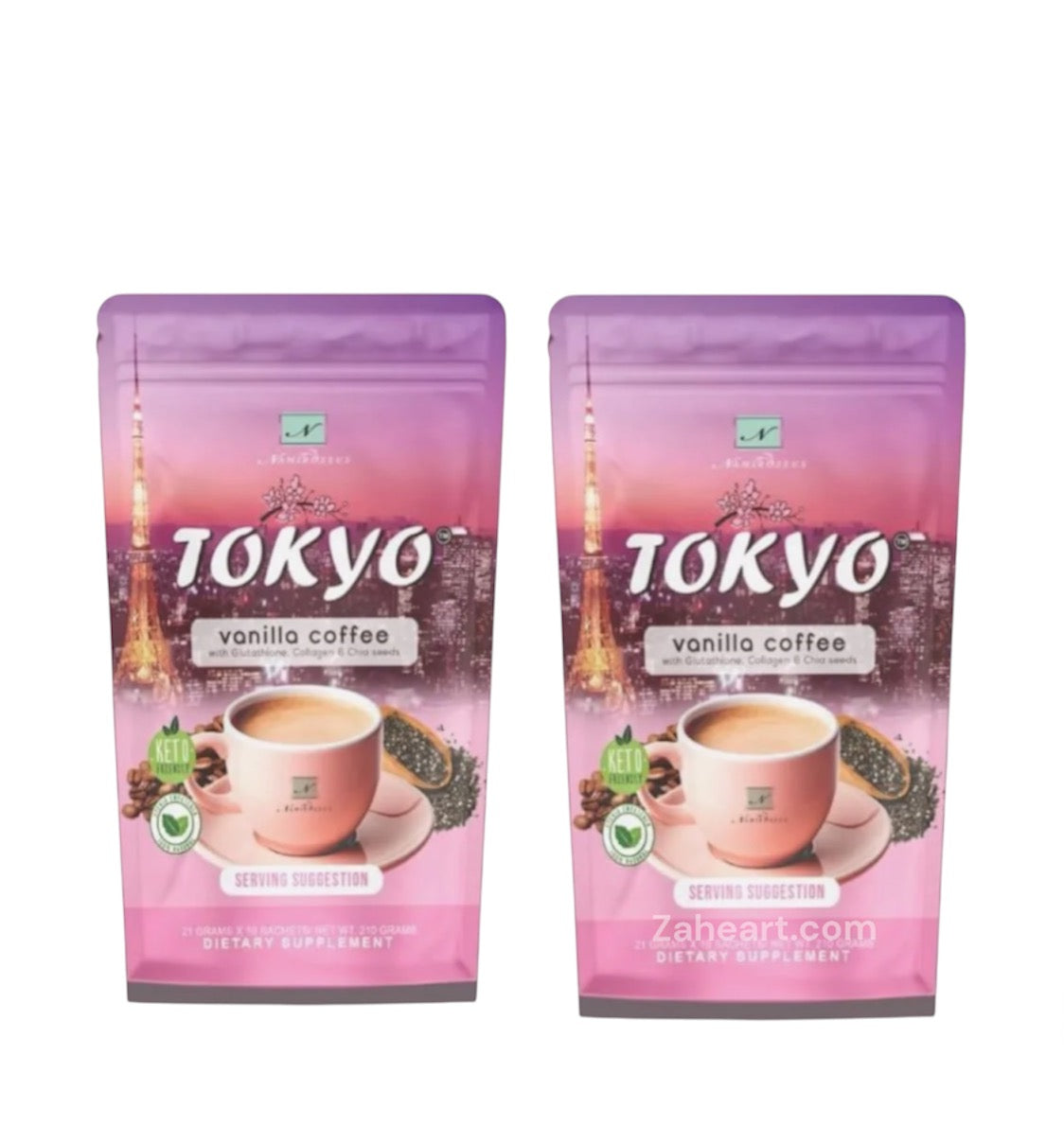 2 Boxes Namiroseus TOKYO Vanilla Coffee with Glutathione, Collagen, Chia Seeds