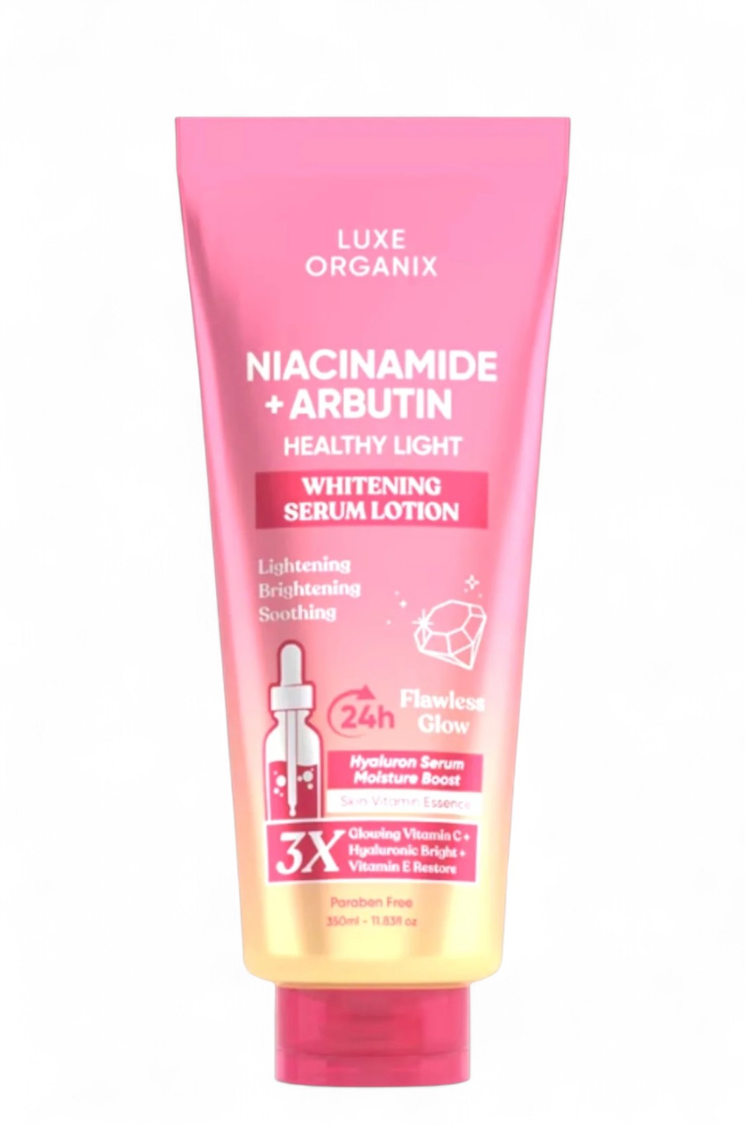 Luxe Organix - NIACINAMIDE + ALPHA ARBUTIN WHITENING SERUM LOTION 350ML ( PINK )