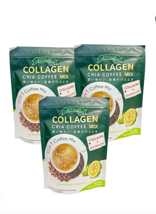 Fit Gum Collagen Chia Coffee - 11 in 1 Coffee Mix (3 Packs)