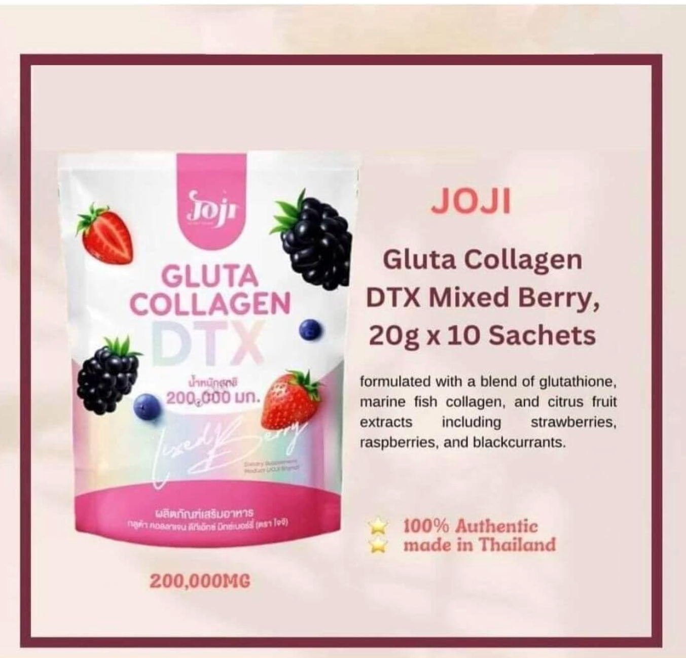 Joji Gluta Collagen DTX Plus Mixed Berry Drink Mix 10 Sachets