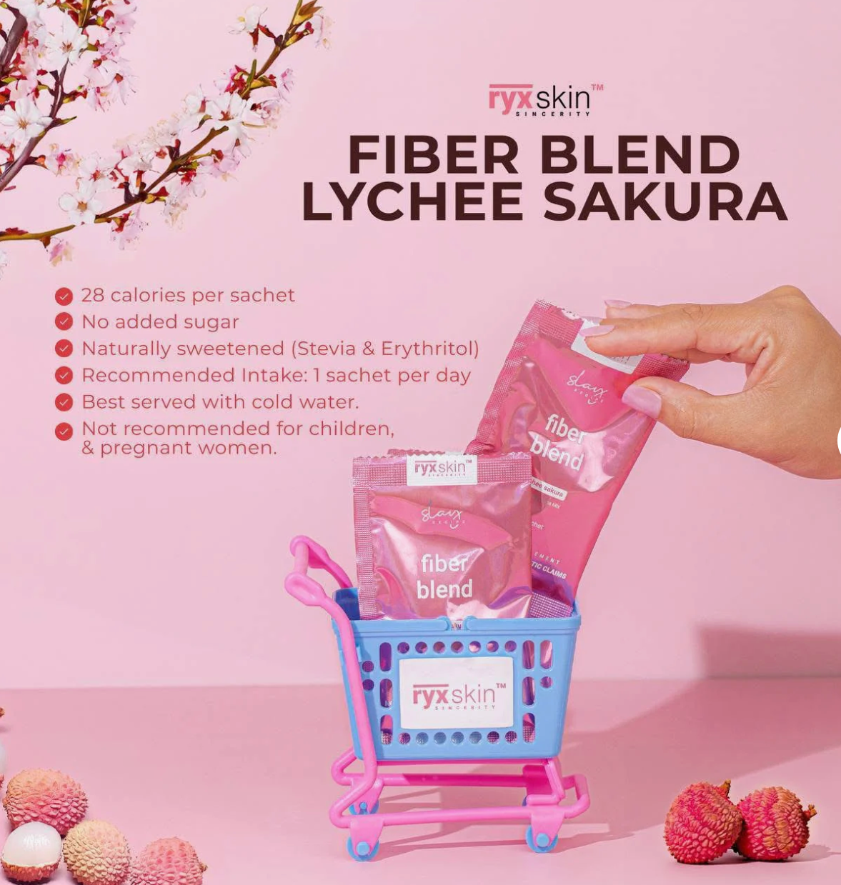 Fiber Blend+ Sakura Lychee – Gut Health & Skin Glow Drink |10 sachets