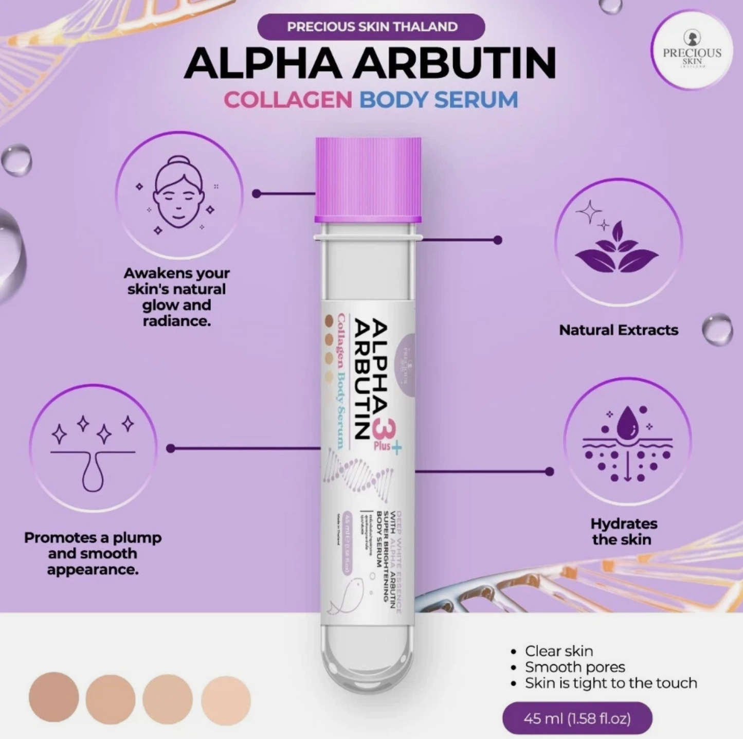Precious Skin Alpha Arbutin 3+ Plus Collagen Body Serum - 45ml