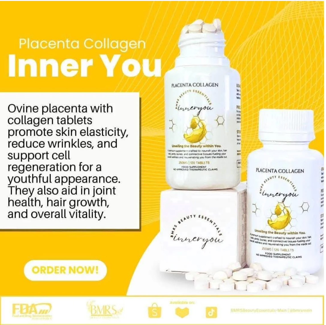 BMRS Beauty Essentials Inner You Placenta Collagen Food Supplement - 250mg, 120 Tablets