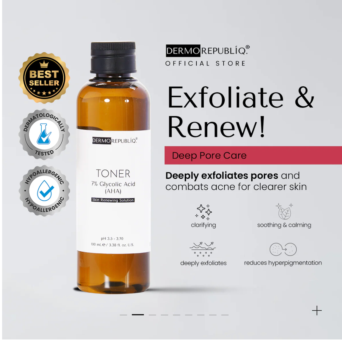Dermo Repúbliq Glycolic Acid 7% Toner – pH 3.5-3.7, 100mL