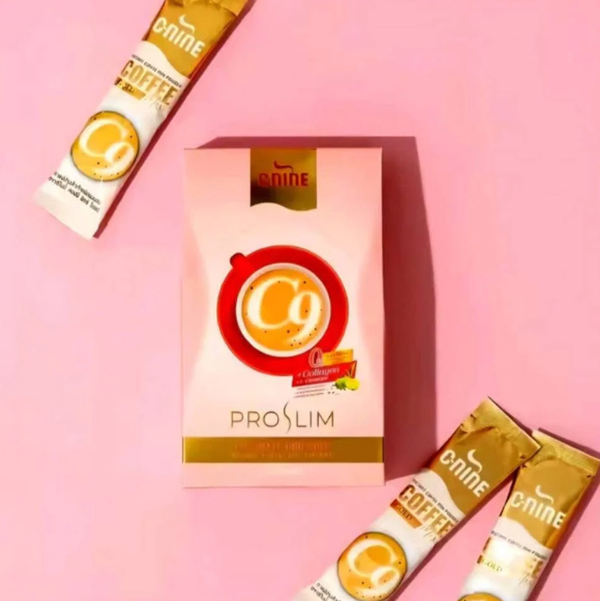 PRO SLIM C9 Coffee Mix Gold - Instant Coffee Powder with Collagen & Natural Extracts | 10 Sachets