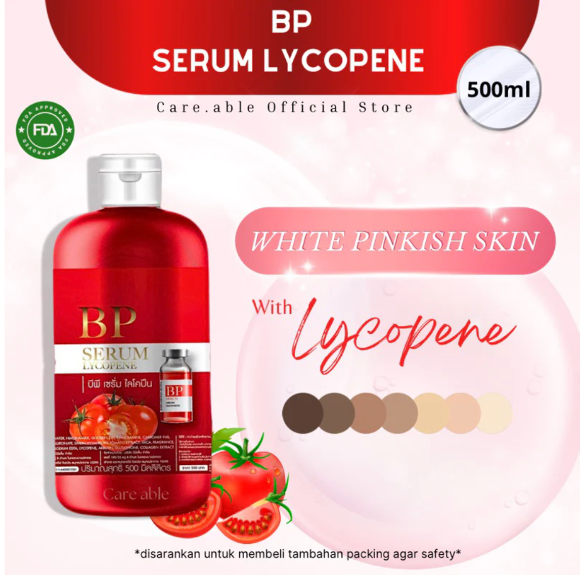 BP SERUM LYCOPENE Collagen Arbutin HYA Tomato Radiant 500ml