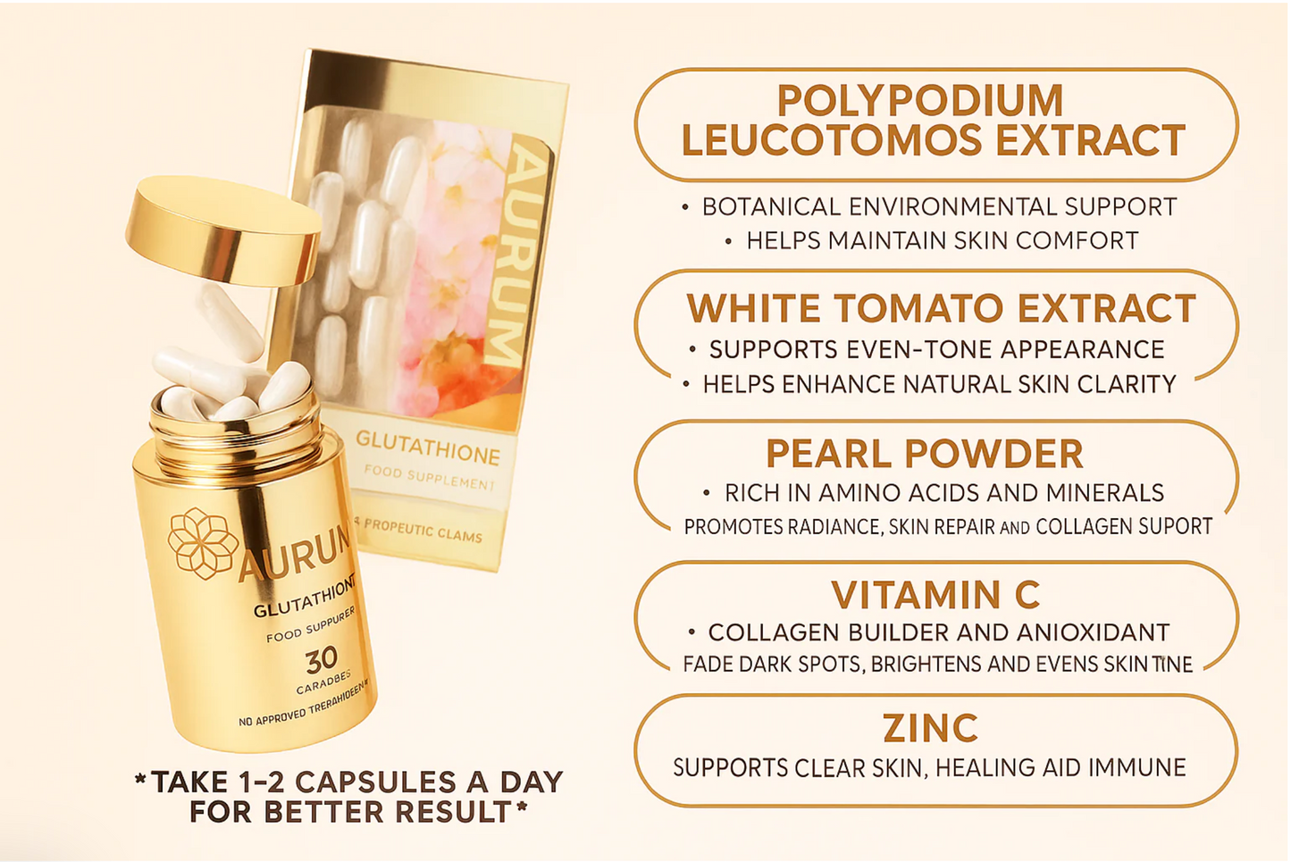 Hikari Skin Essentials Aurum Support Supplement – 30 Capsules