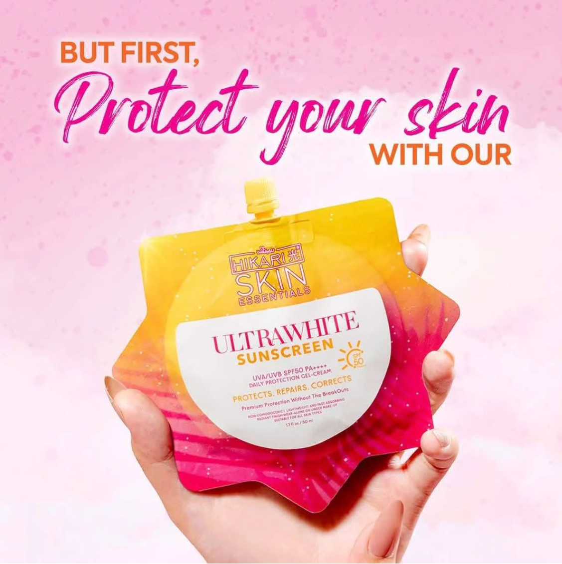 2 ULTRAFRESH SUNSCREEN by Hi Ka Ri Skin Essentials UltraWhite Sunscreen Gel-Cream SPF 50 UVA/UVB, 50ml