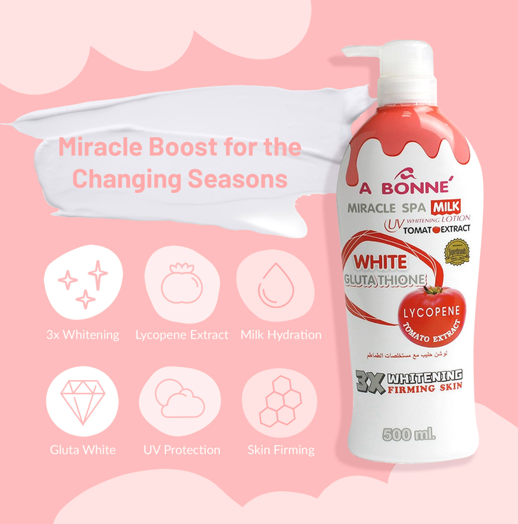 A Bonne MIRACLE Spa Milk Whitening Lotion Tomato Extract, 500ml