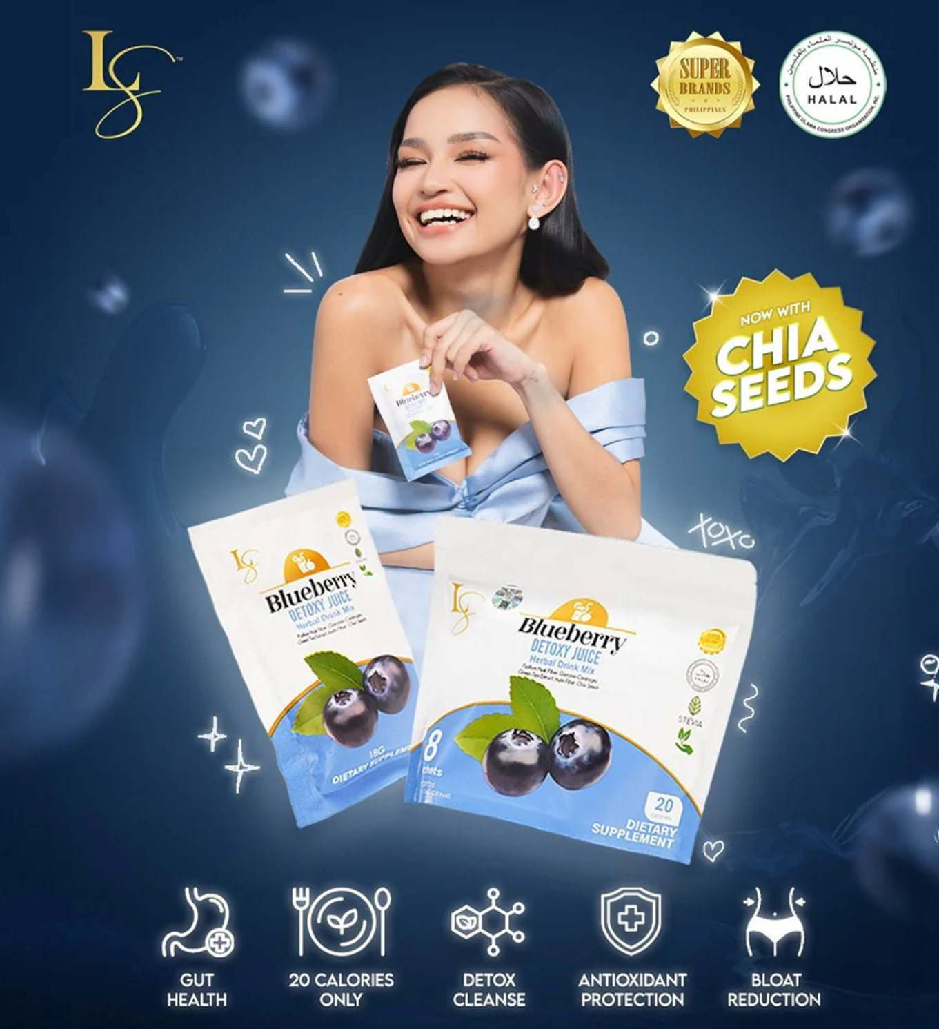 Luxe Slim Blueberry Detoxy Juice 168g - 8 sachet