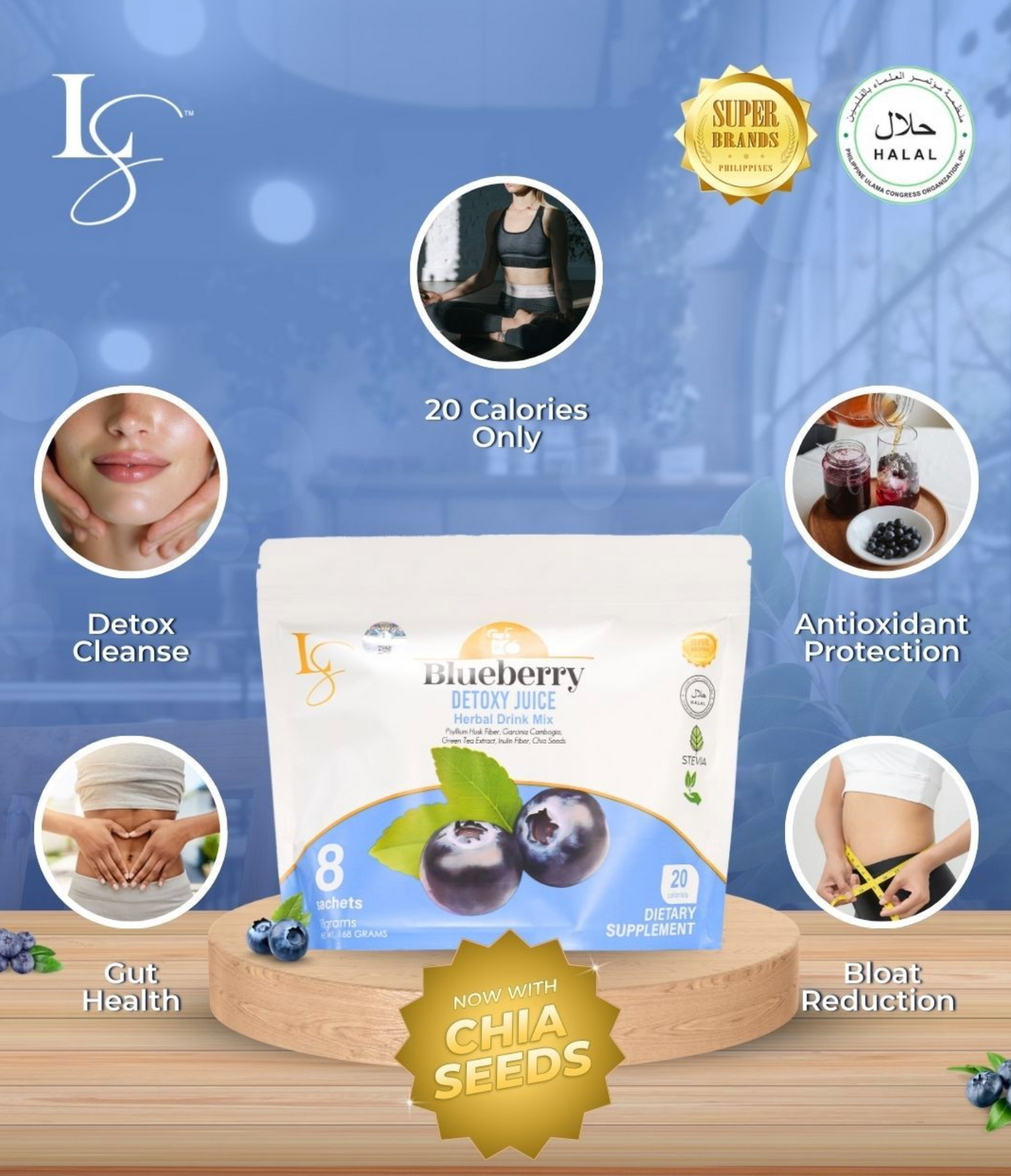 Luxe Slim Blueberry Detoxy Juice 168g - 8 sachet