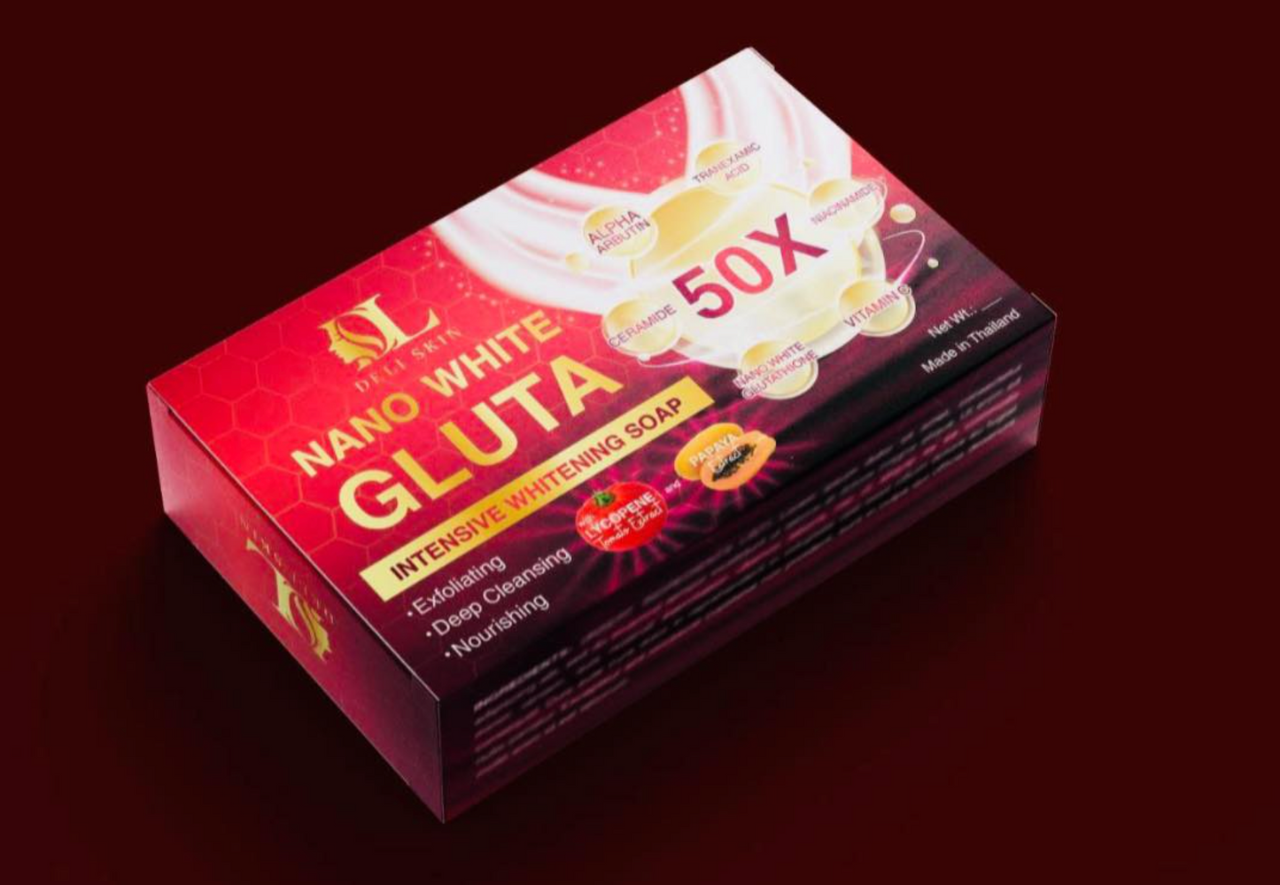 Deli Skin Nano White Gluta Lotion + Soap Bundle for Cleansing, Hydration, Moisturizing, and Skin Tone Enhancement