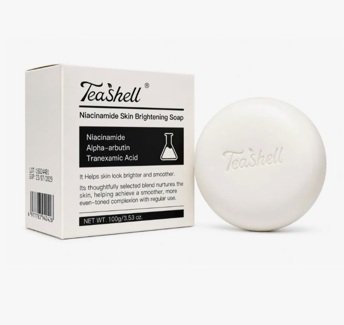 Tea Shell Niacinamide + Alpha Arbutin Cleansing Soap, 100g