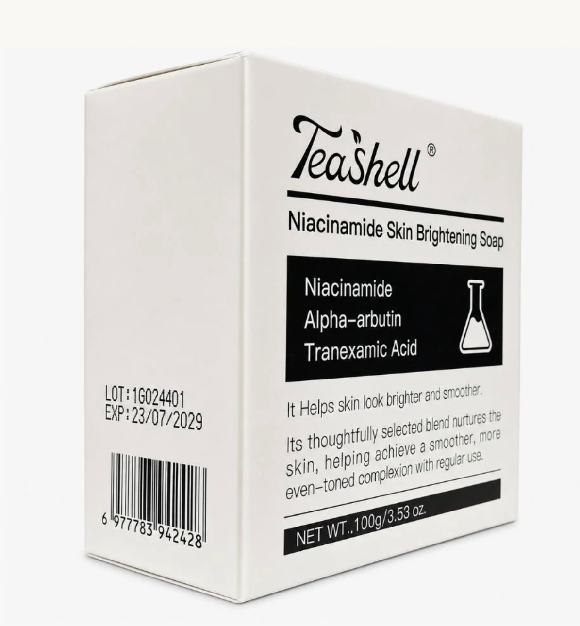 Tea Shell Niacinamide + Alpha Arbutin Cleansing Soap, 100g
