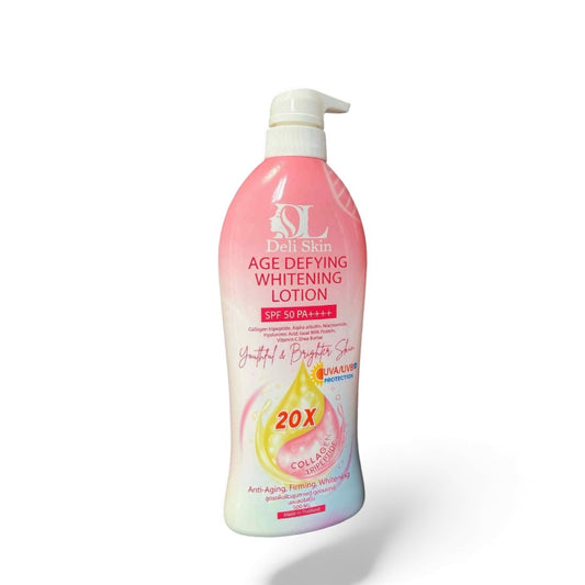 Deli Skin - Age Defying Whitening Lotion SPF 50 PA ++ - 20X Collagen Tripeptide - 500ml ( PINK )
