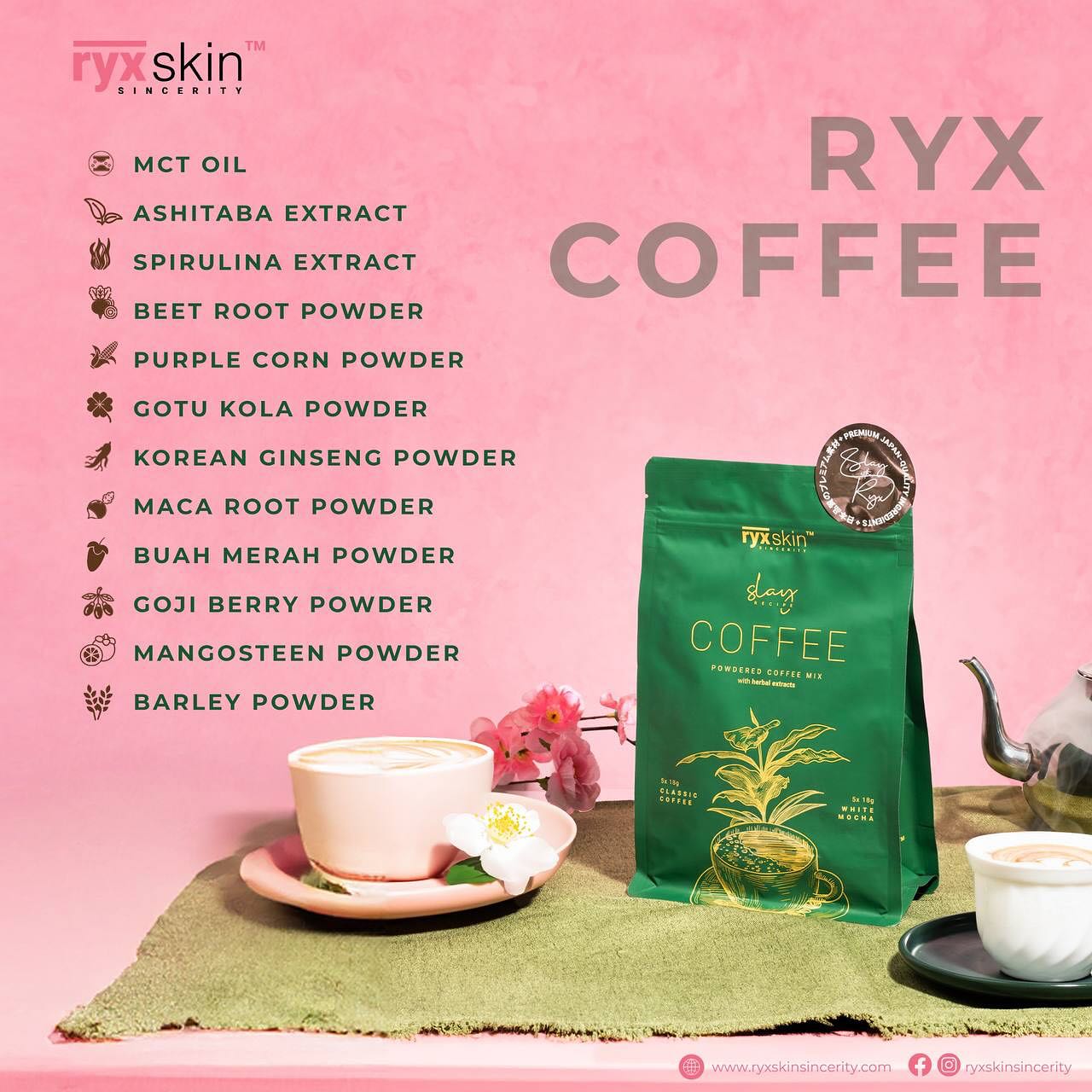 Ryxskin Coffee Premium Arabica & Robusta Blend 10 sachets : Pack of 3